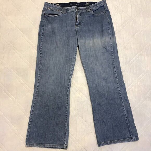 Lee platinum label‎ gap free waistband blue jeans 16 short - Picture 1 of 5